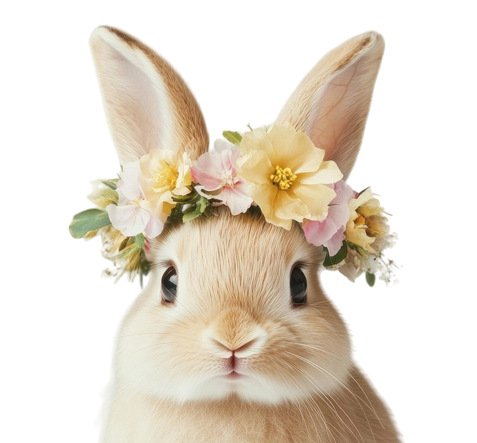 Rabbit wearing a flower crown
