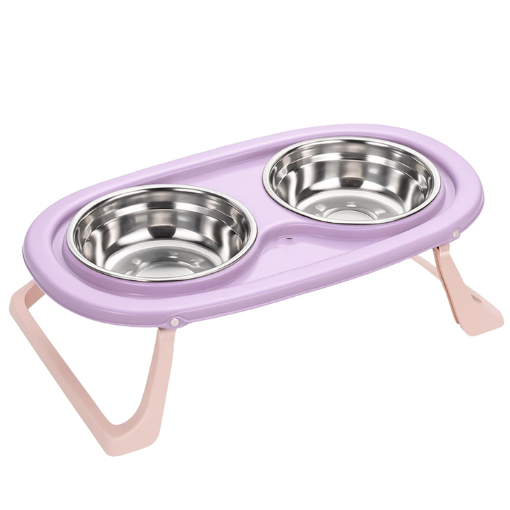 Stainless Steel Foldable Stand Dual Bowl