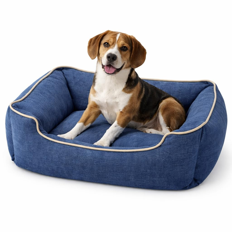 Plush Cotton Bolstered Pet Rest Bed