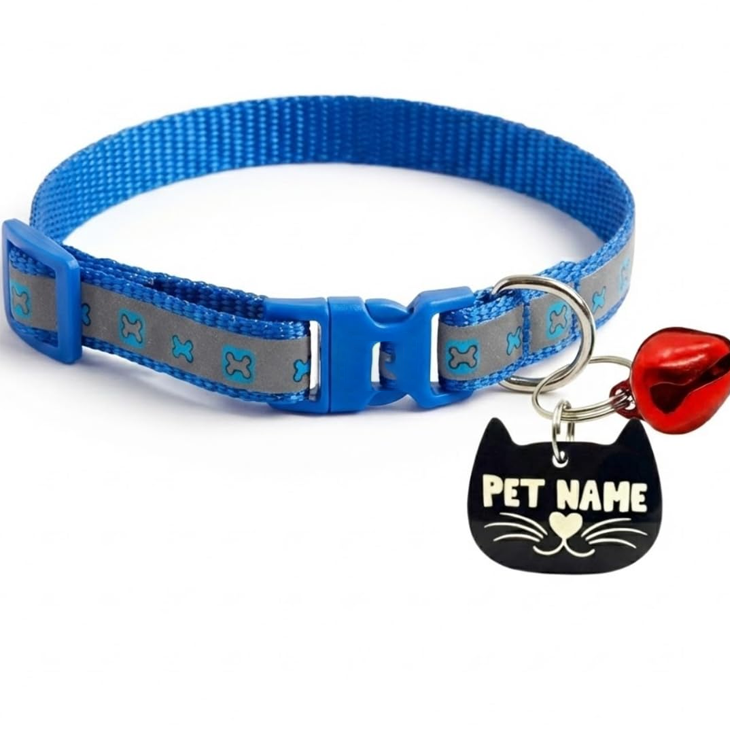 Ocean Boneprint Reflective Personalized Cat Collar