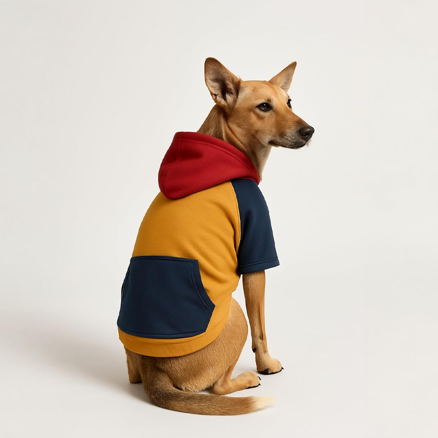 Mustard Colorblock Cotton Pet Hoodie