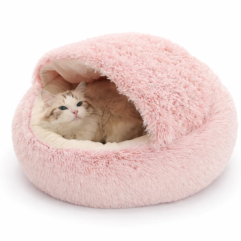 Round Plush Faux Fur Cat Nest Bed
