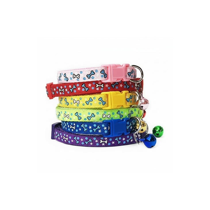 Multicolor Reflective Bone Print Cat Collar Set