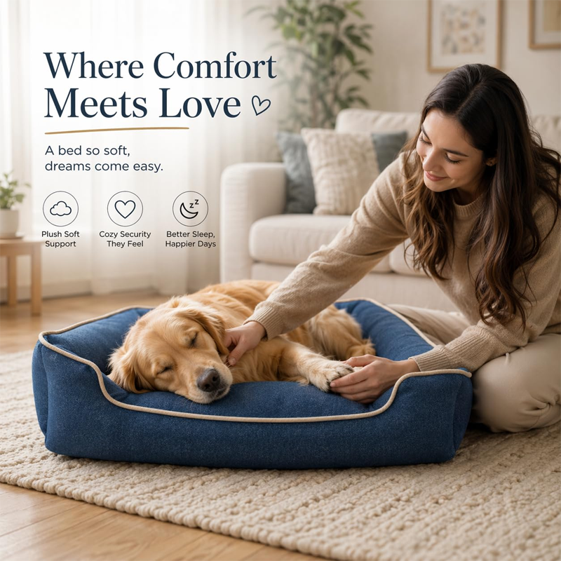 Plush Cotton Bolstered Pet Rest Bed