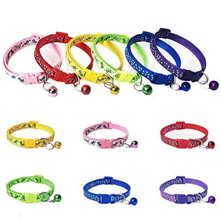 Multicolor Reflective Bone Print Cat Collar Set