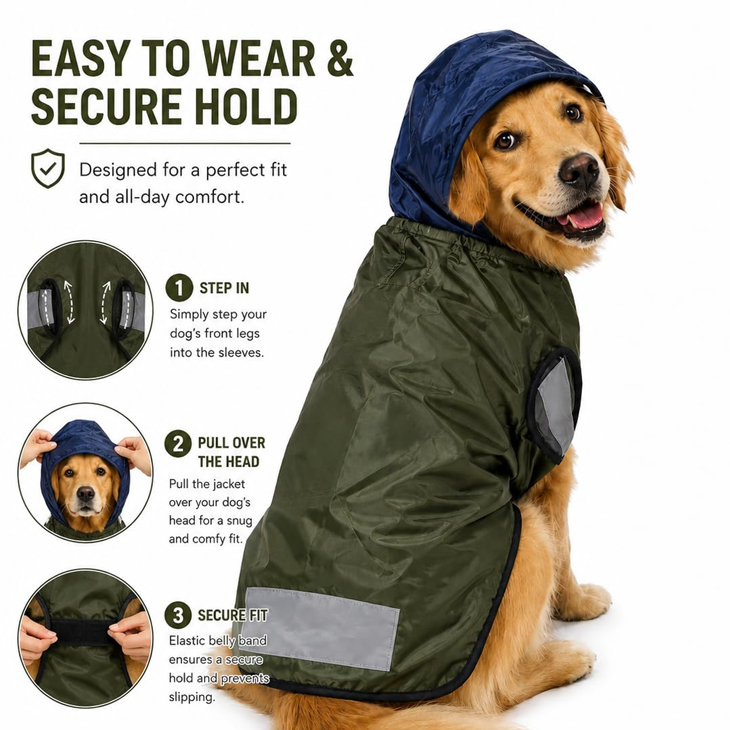 Hooded Lightweight Waterproof Dog Jacket