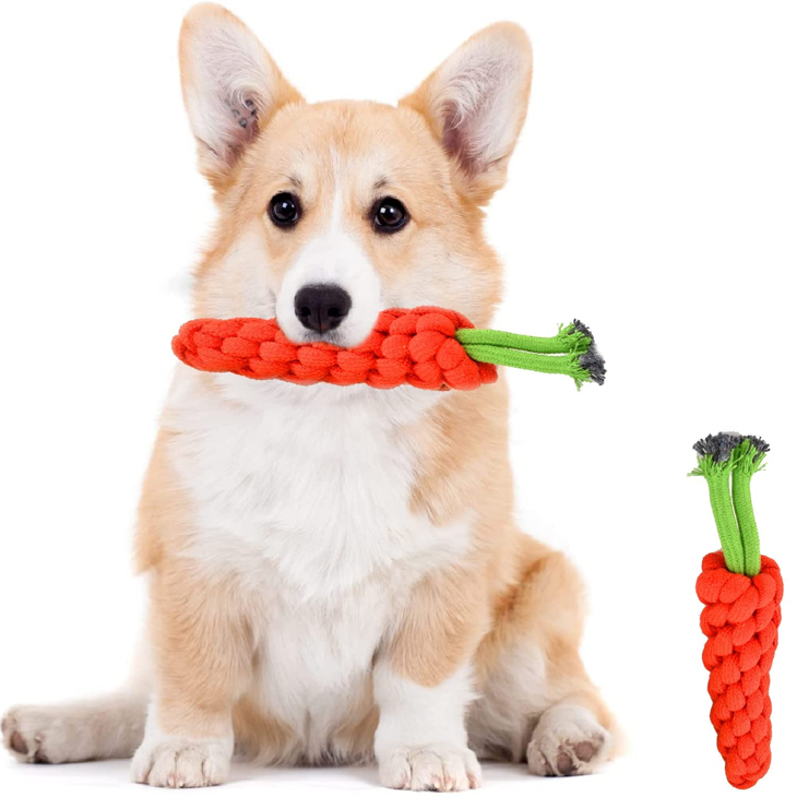 Braided Cotton Carrot Dog Toy
