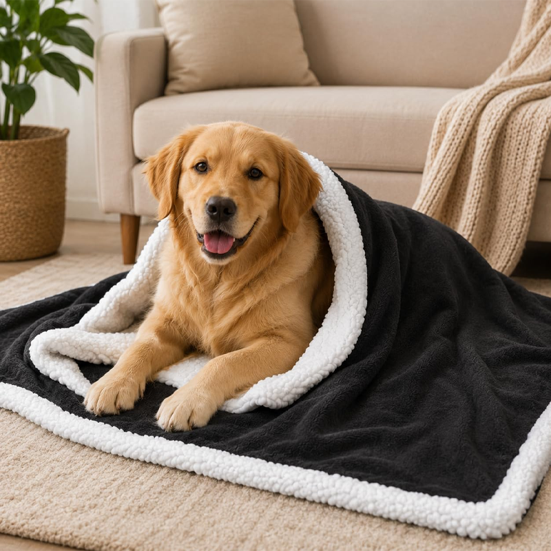 Reversible Sherpa Fleece Pet Comfort Blanket