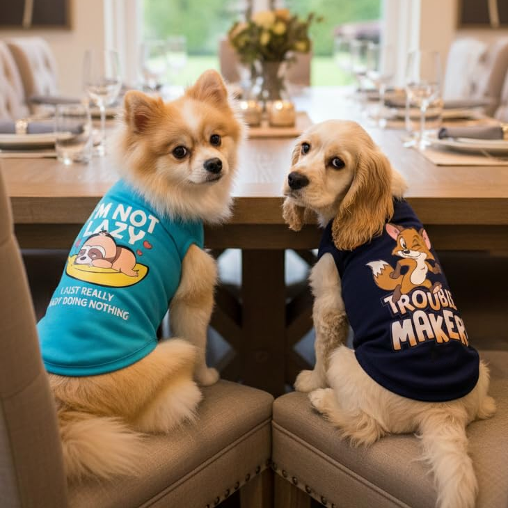 Cartoon Print Breathable Pet Tee Set