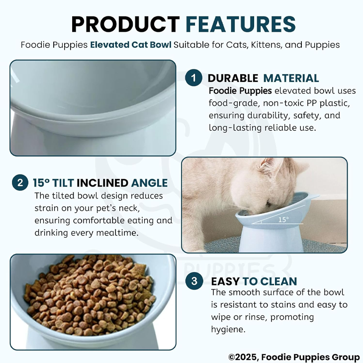 15° Tilted Raised Anti-Vomiting Cat Bowl