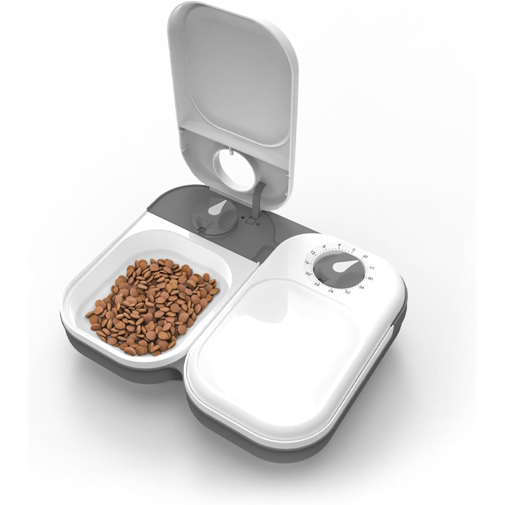 Dual Bowl Programmable Timed Food Dispenser