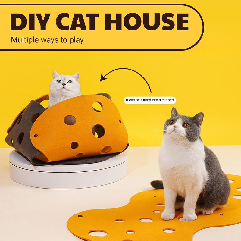 Modular Cheese Felt Cat Cave Playground