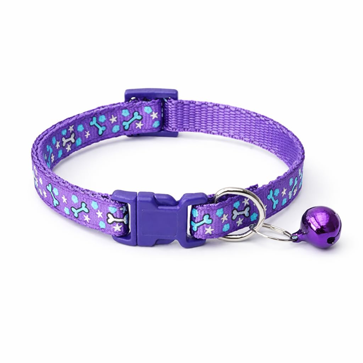 Multicolor Reflective Bone Print Cat Collar Set