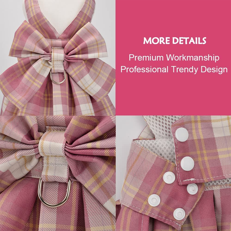 Plaid Bowtie Summer Harness Dress Set