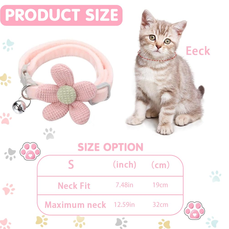 Blush Crochet Flower Plush Cat Collar