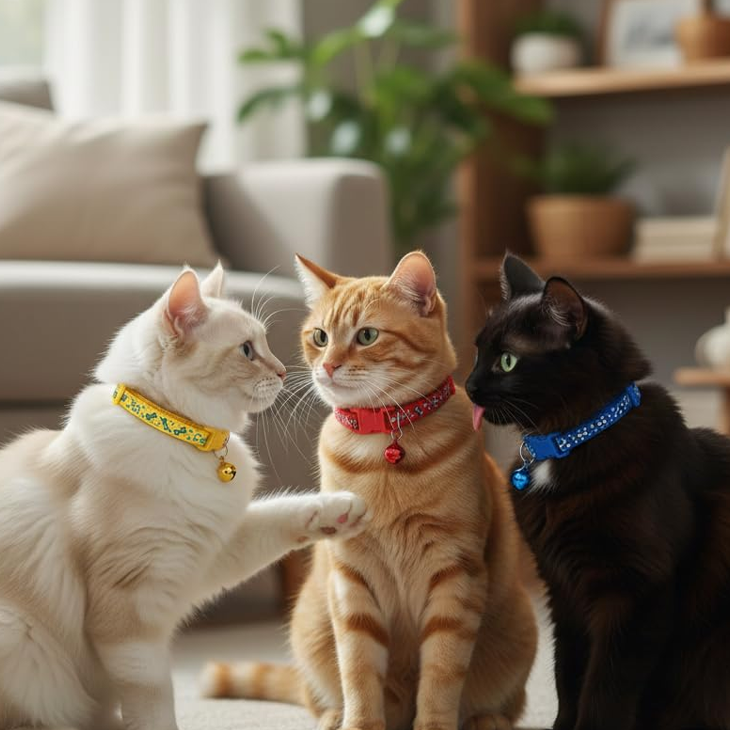 Multicolor Reflective Bone Print Cat Collar Set