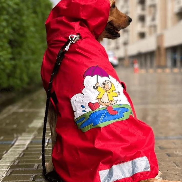 Printed Waterproof Reflective Dog Raincoat