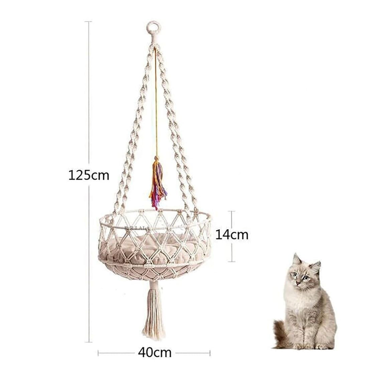 Handwoven Cotton Macrame Cat Hammock Bed