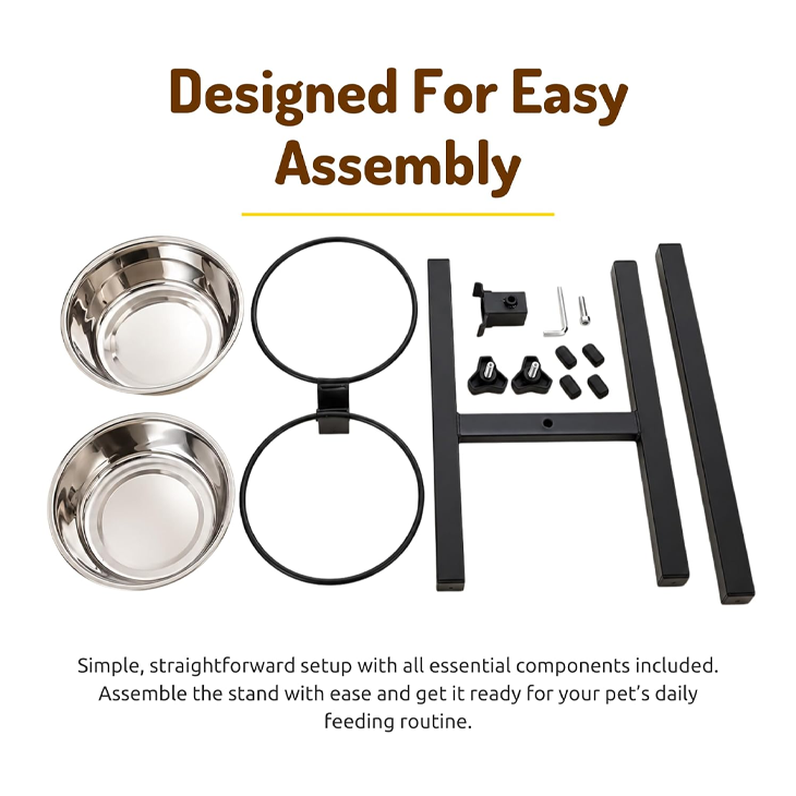 Adjustable H-Base Double Diner Elevated Bowls